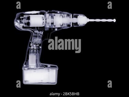 Power drill, X-ray. Stock Photo