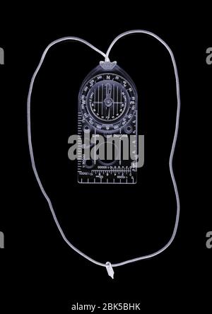 Compass with string, X-ray. Stock Photo