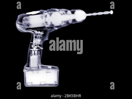 Power drill, X-ray. Stock Photo