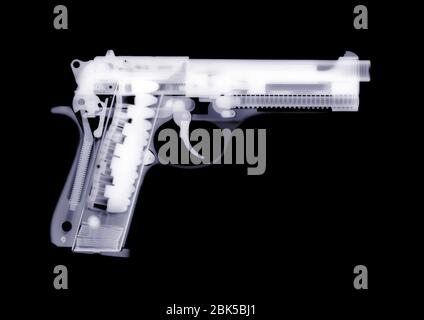 Handgun, X-ray. Stock Photo