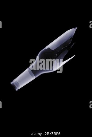 Broken bottle, X-ray. Stock Photo