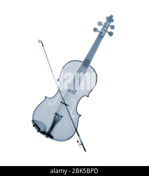 Violin and bow, X-ray. Stock Photo