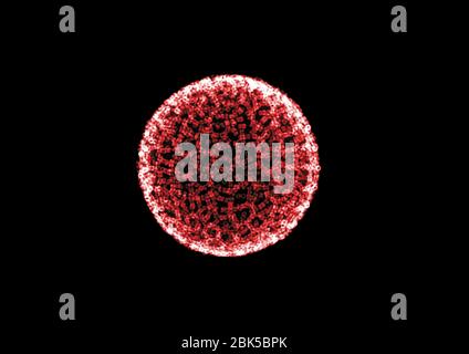 Textured red ball, coloured X-ray. Stock Photo