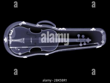 Violin in a case, X-ray. Stock Photo