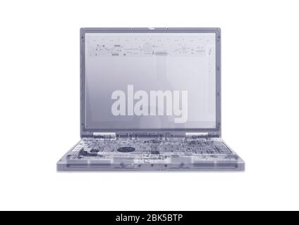Laptop computer, X-ray. Stock Photo