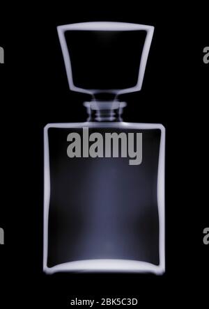 Perfume bottle with a stopper, X-ray. Stock Photo