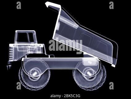 Toy dump truck, X-ray. Stock Photo