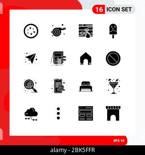 Set of 16 Modern UI Icons Symbols Signs for paper, kitchen, click, food, and Editable Vector Design Elements Stock Vector