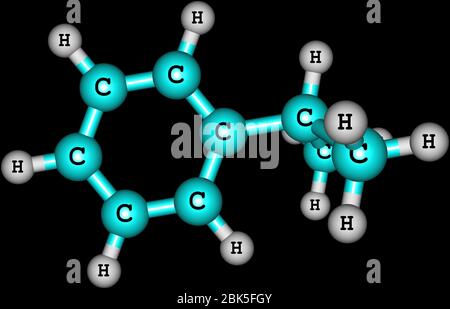 Cumene is the common name for isopropylbenzene, an organic compound that is based on an aromatic hydrocarbon with an aliphatic substitution Stock Photo