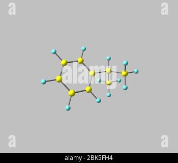 Cumene is the common name for isopropylbenzene, an organic compound that is based on an aromatic hydrocarbon with an aliphatic substitution Stock Photo