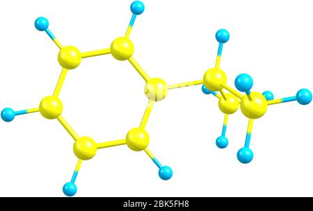 Cumene is the common name for isopropylbenzene, an organic compound that is based on an aromatic hydrocarbon with an aliphatic substitution Stock Photo