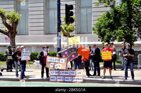 may day 2020 shelter in place protest city hal san francisco Stock Photo