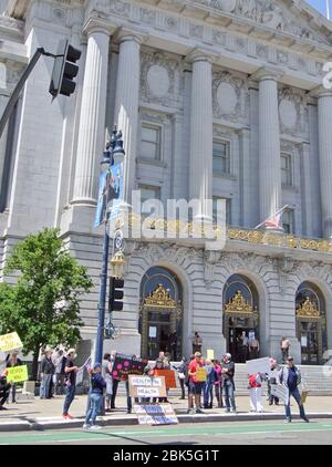 may day 2020 shelter in place protest city hal san francisco Stock Photo