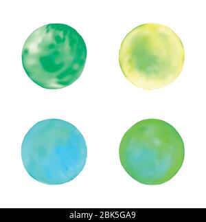 Vector colorful watercolor dots set. Colorful watercolor art hand painted circle Stock Vector