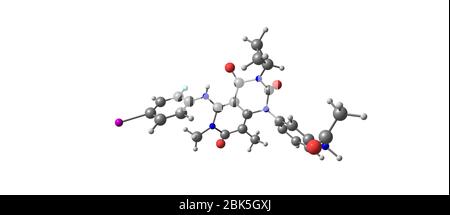 Trametinib is a cancer drug. It is a MEK inhibitor drug with anti-cancer activity. 3d illustration Stock Photo