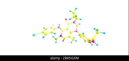 Trametinib is a cancer drug. It is a MEK inhibitor drug with anti-cancer activity. 3d illustration Stock Photo