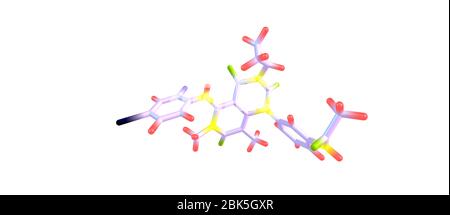 Trametinib is a cancer drug. It is a MEK inhibitor drug with anti-cancer activity. 3d illustration Stock Photo