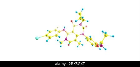 Trametinib is a cancer drug. It is a MEK inhibitor drug with anti-cancer activity. 3d illustration Stock Photo