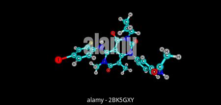 Trametinib is a cancer drug. It is a MEK inhibitor drug with anti-cancer activity. 3d illustration Stock Photo