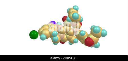 Trametinib is a cancer drug. It is a MEK inhibitor drug with anti-cancer activity. 3d illustration Stock Photo