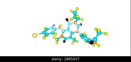 Trametinib is a cancer drug. It is a MEK inhibitor drug with anti-cancer activity. 3d illustration Stock Photo