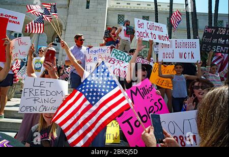 tMay 1, 2020, a large crowd congregated outside Los Angeles City Hall ...