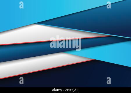 Abstract gradient blue of paper cut tech template design with white and red design. Use for ad, poster, page, print, artwork. illustration vector eps1 Stock Vector