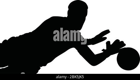 Vector silhouette of football player training as goalkeeper in soccer, figure illustration of male athlete playing in a team sports game Stock Vector