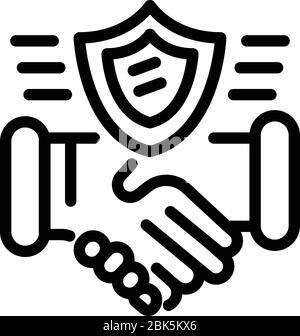 Protect handshake icon, outline style Stock Vector