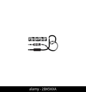 an isolated cable jack audio logo concept. Letter B uppercase alphabet logo design template. Black and white Stock Vector