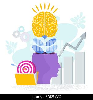 Brain is like a tree growing in a human head. The development of thinking, Stock Vector