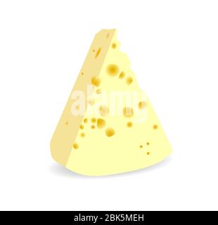 Slice of cheese on a white background isolated vector illustration.. Stock Vector