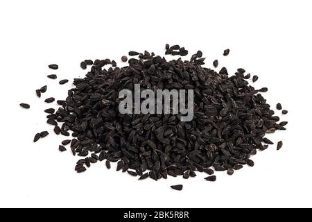 Nigella sativa or Black cumin isolated on white background. Stock Photo