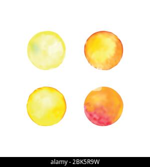 Vector colorful watercolor dots set. Colorful watercolor art hand painted circle Stock Vector