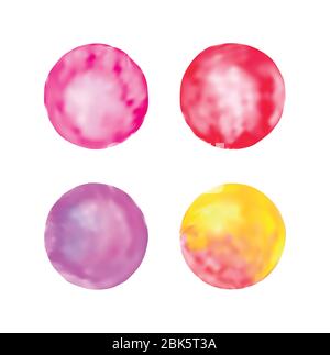 Vector colorful watercolor dots set. Colorful watercolor art hand painted circle Stock Vector
