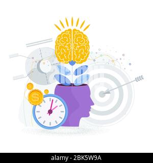 Brain is like a tree growing in a human head. The development of thinking, Stock Vector
