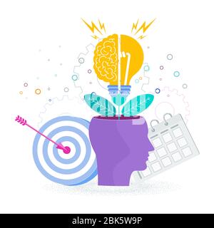 Brain is like a tree growing in a human head. The development of thinking, Stock Vector