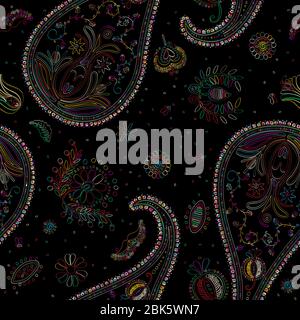 Vector paisley seamless pattern in colors Stock Vector