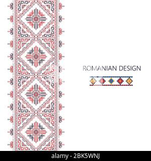Decorative ornament with traditional Romanian design, seamless vectical border Stock Vector