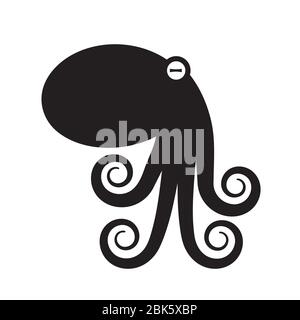 Octopus silhouette icon on a white isolated background. Vector image Stock Vector