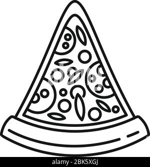 Delicious pizza slice icon. Outline delicious pizza slice vector icon for web design isolated on white background Stock Vector