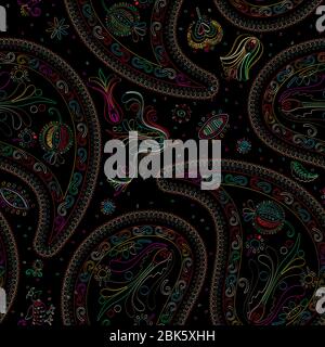 Vector paisley seamless pattern in colors Stock Vector