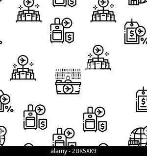 Duty Free Shop Store Seamless Pattern Vector Stock Vector