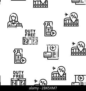 Duty Free Shop Store Seamless Pattern Vector Stock Vector