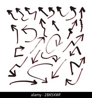 Cartoon style.Hand drawn arrows, borders, icons and symbols.hand drawn doodle design elements on white background Stock Vector