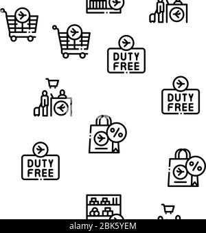 Duty Free Shop Store Seamless Pattern Vector Stock Vector