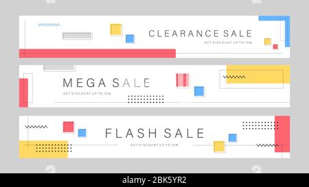 Sale mobile banner for website or internet ads. Promotion sale banner with geometry style. Vector illustration Stock Vector