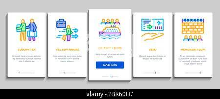 Immigration Refugee Onboarding Elements Icons Set Vector Stock Vector