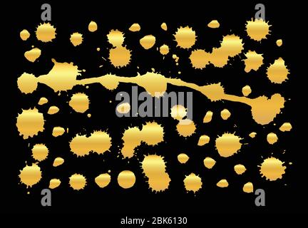 Golden paint splashes for design use. Set of trendy gold vector  splashes Stock Vector