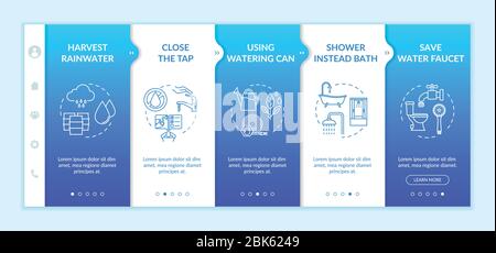 Water saving advice onboarding vector template Stock Vector